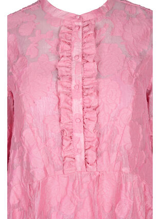 A-linjeformad jacquardklänning med volanger , Cashmere Rose, Packshot image number 3