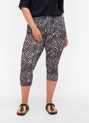 3/4 leggings med mönster, Black Zebra AOP, Model image number 2