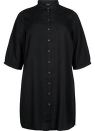 Lång skjorta i 100% lyocell (TENCEL™) med 3/4-ärmar, Black