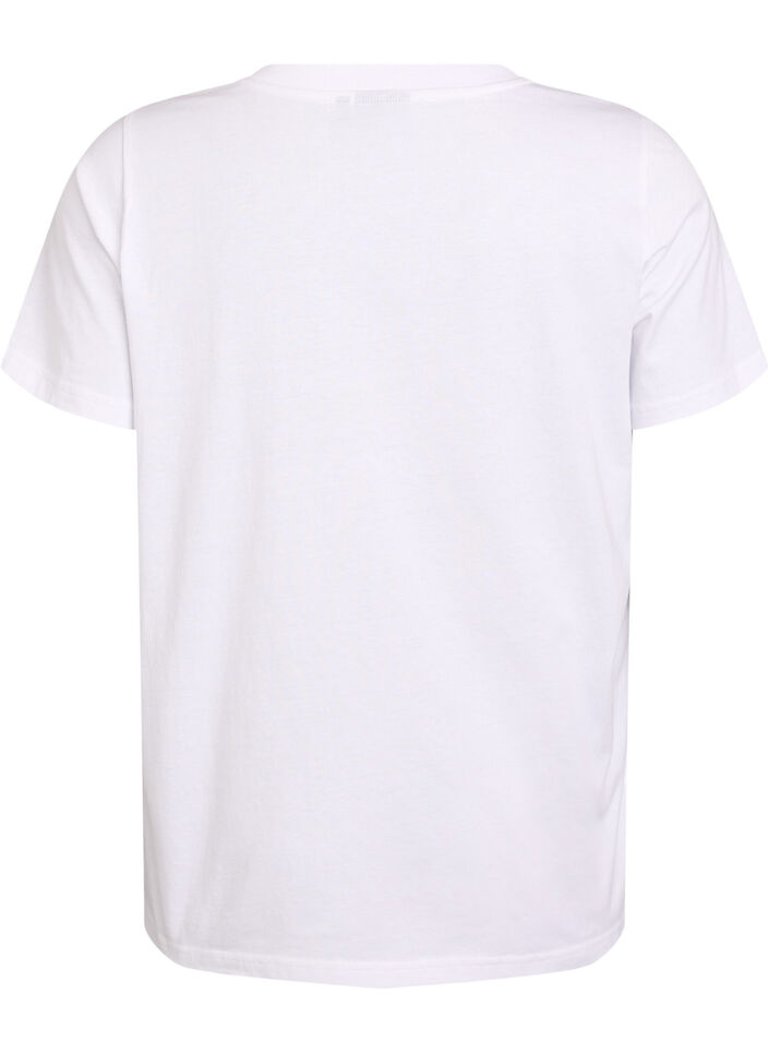 Enkel T-shirt i bomull med v-ringning, Vit, Packshot image number 1