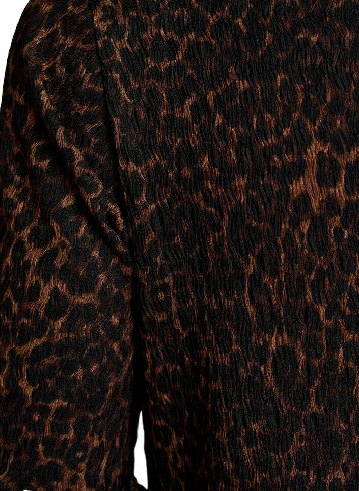 Strukturerad midikl&auml;nning med korta &auml;rmar, Brun, Packshot image number 3