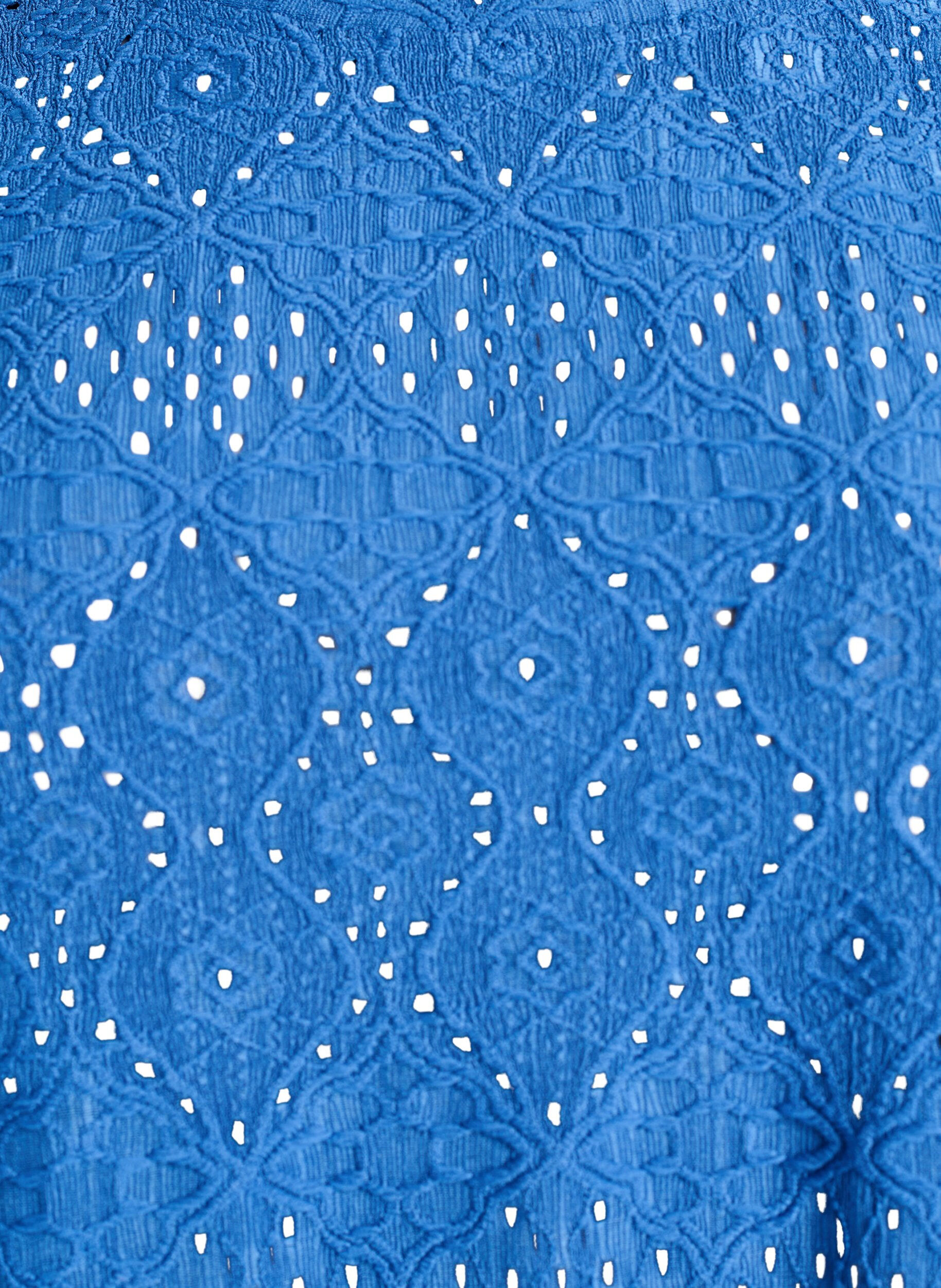 Zizzi L&aring;ng&auml;rmad blus med h&aring;lbroderi, Bl&aring;, Packshot image number 2