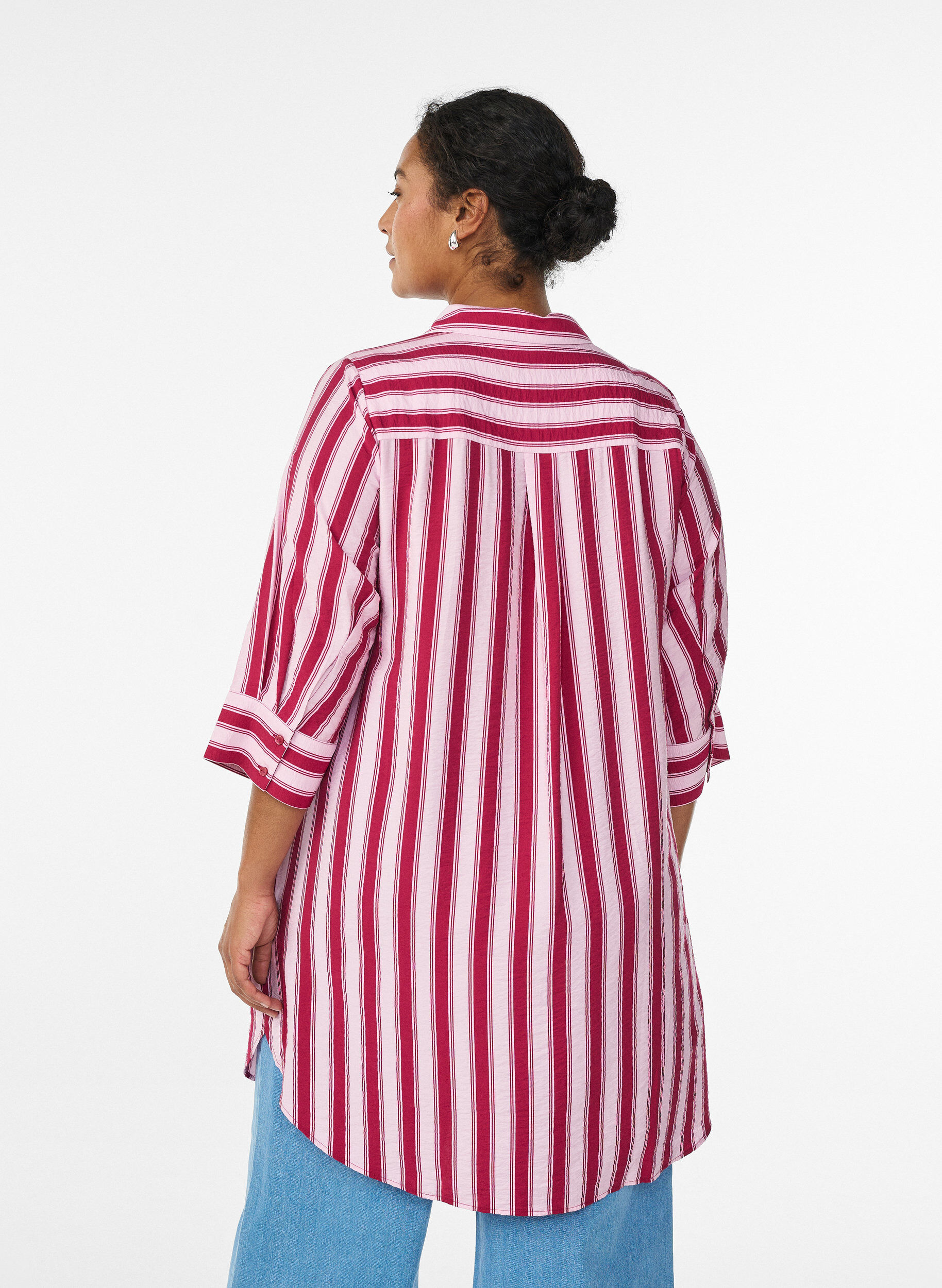 ZizziKort kl&auml;nning med krage och br&ouml;stficka, Rosa, Model image number 2