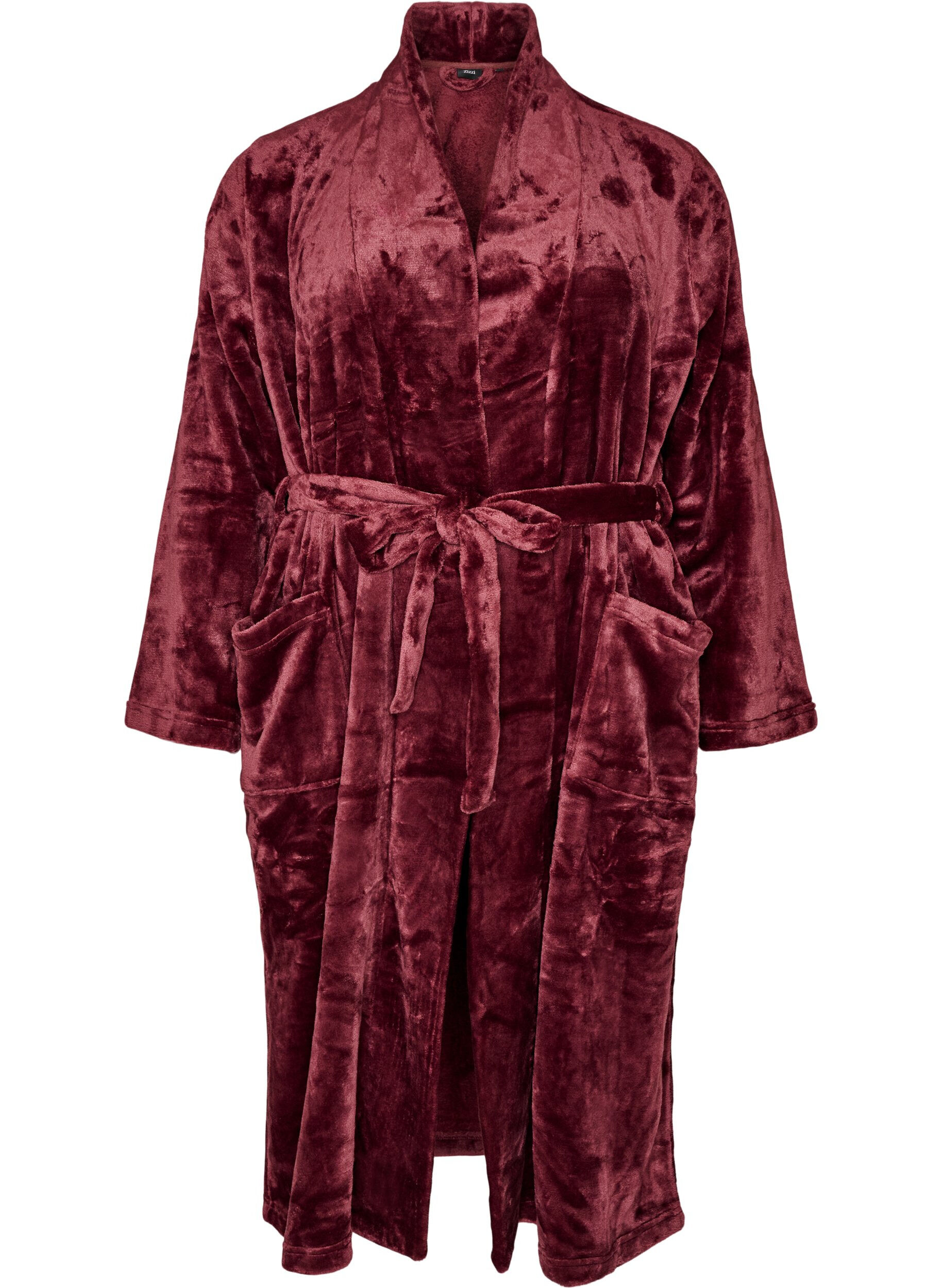 ZizziMorgonrock i mjuk velour med fickor, R&ouml;d, Packshot image number 0