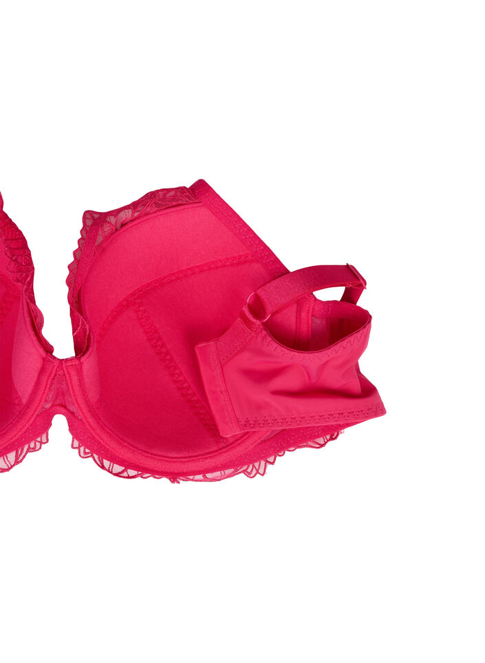 Vadderad spetsbehå med bygel, Rosa, Packshot image number 3