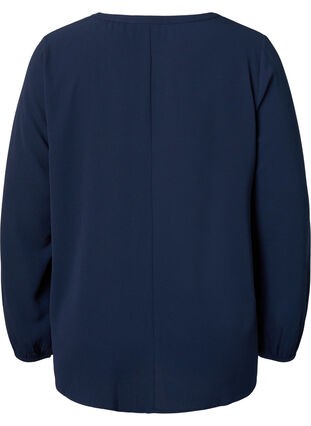Enfärgad blus med v-hals, Navy Blazer, Packshot image number 1