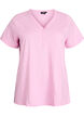 T-shirt med knappdetalj, Rosa, Packshot image number 0