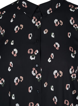 Mönstrad skjortklänning med slits, Black w. Flower, Packshot image number 2