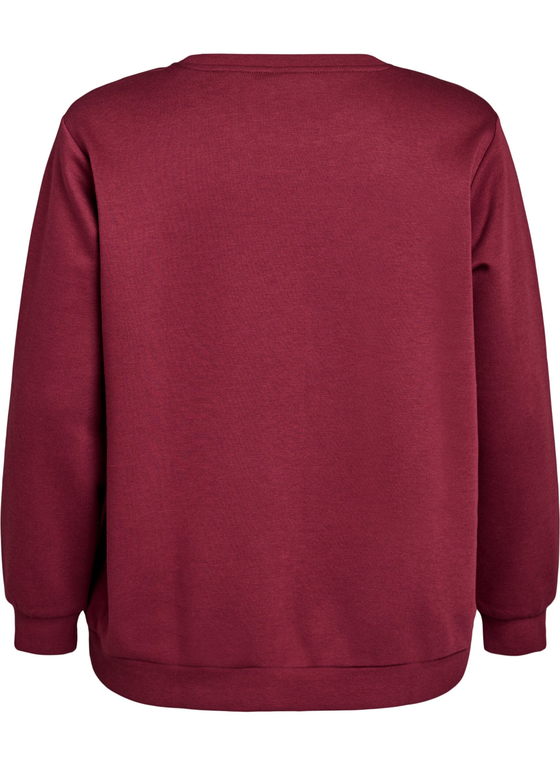 Zizzi Sweatshirt med broderat Milan-motiv, M&ouml;rk Bordeaux, Packshot image number 1