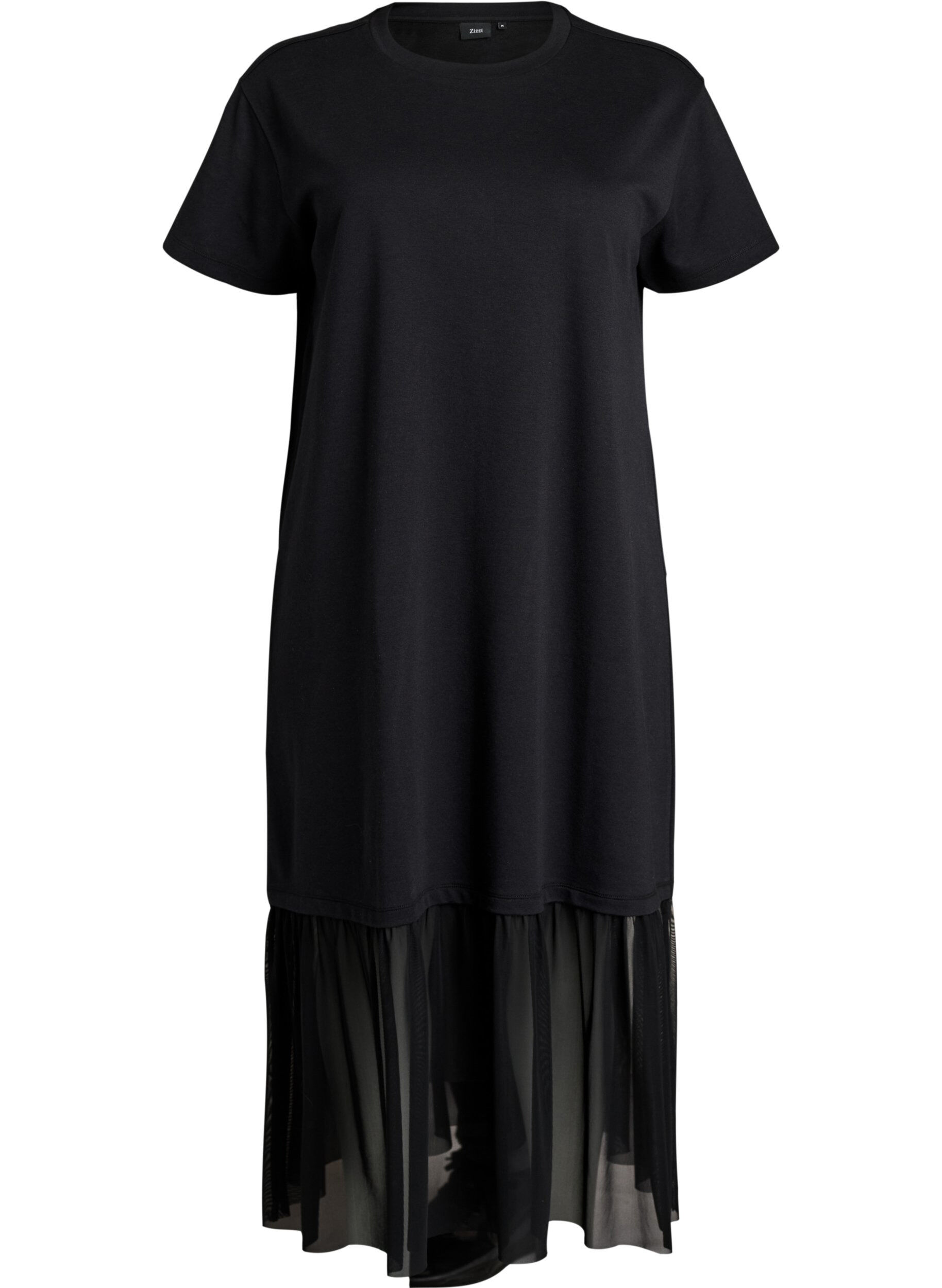 ZizziT-shirtkl&auml;nning med en genomskinlig meshkant, Svart, Packshot image number 0