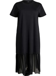 T-shirtkl&auml;nning med en genomskinlig meshkant, Svart