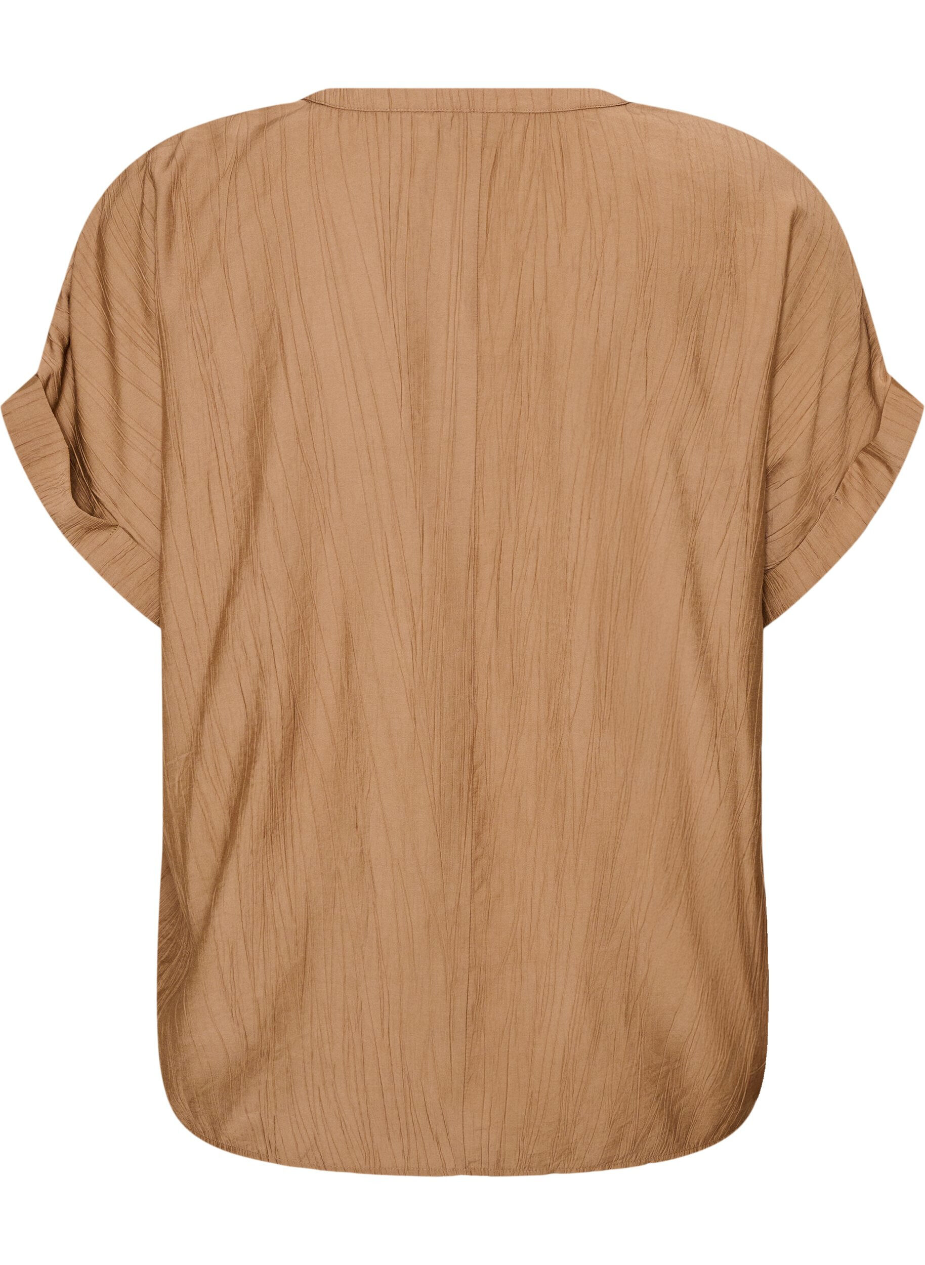 ZizziBlus i viskos med knappar och struktur, Brun, Packshot image number 1