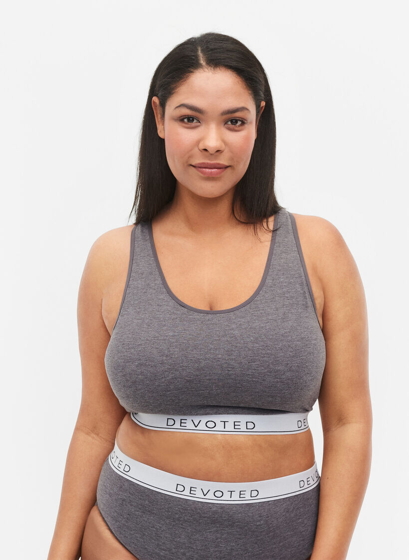 Melerad bh med rund halsringning, Medium Grey Melange, Model image number 0