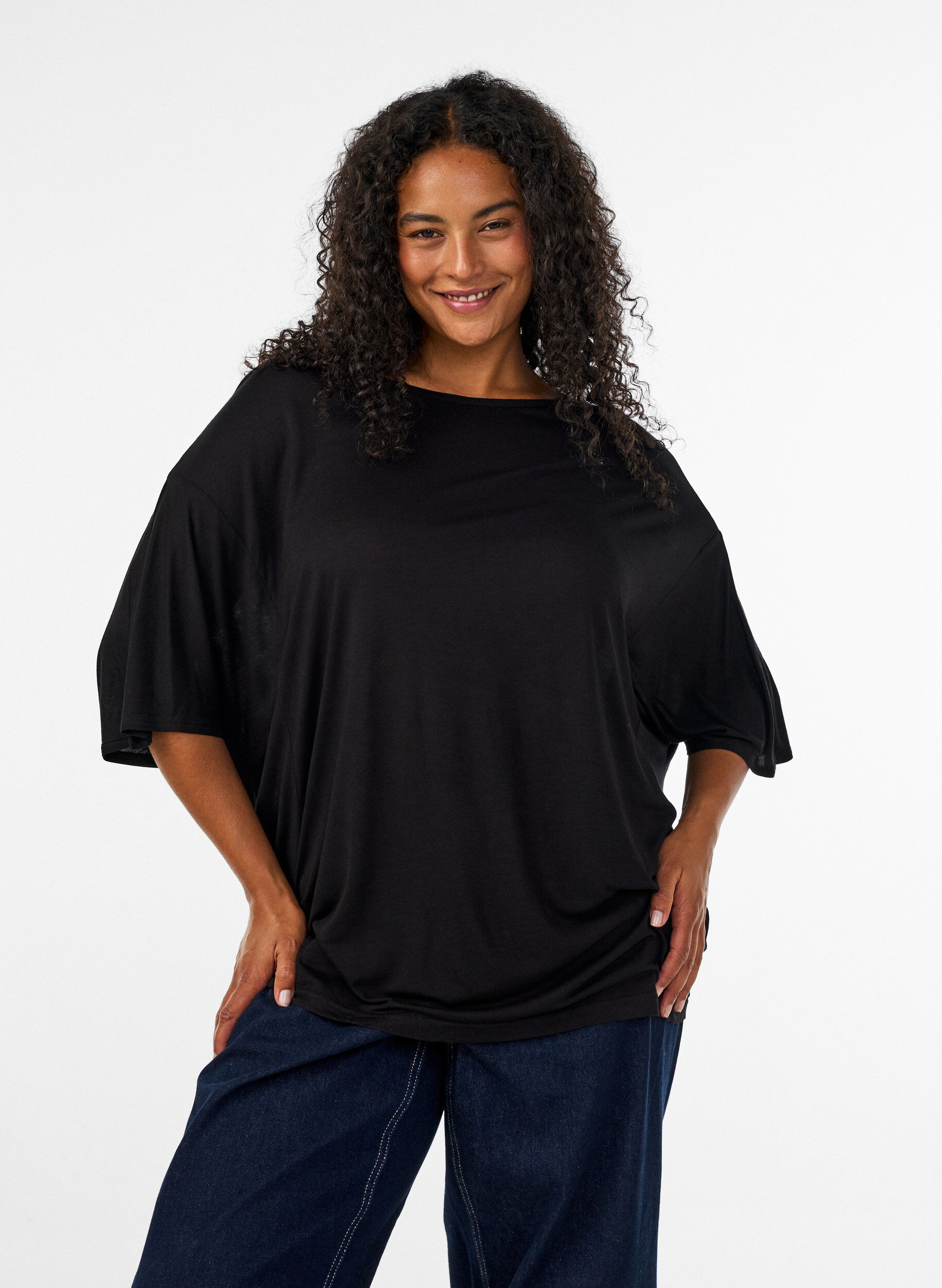 ZizziL&ouml;s t-shirt i viskosjersey, Svart, Model image number 0