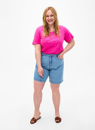 T-shirt med textmotiv, Shocking Pink W.Pink, Model image number 2