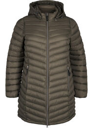 Lättviktsjacka med fickor och avtagbar huva, Grön