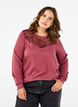 Sweatshirt med spetsdetaljer, Rose Brown, Model image number 0