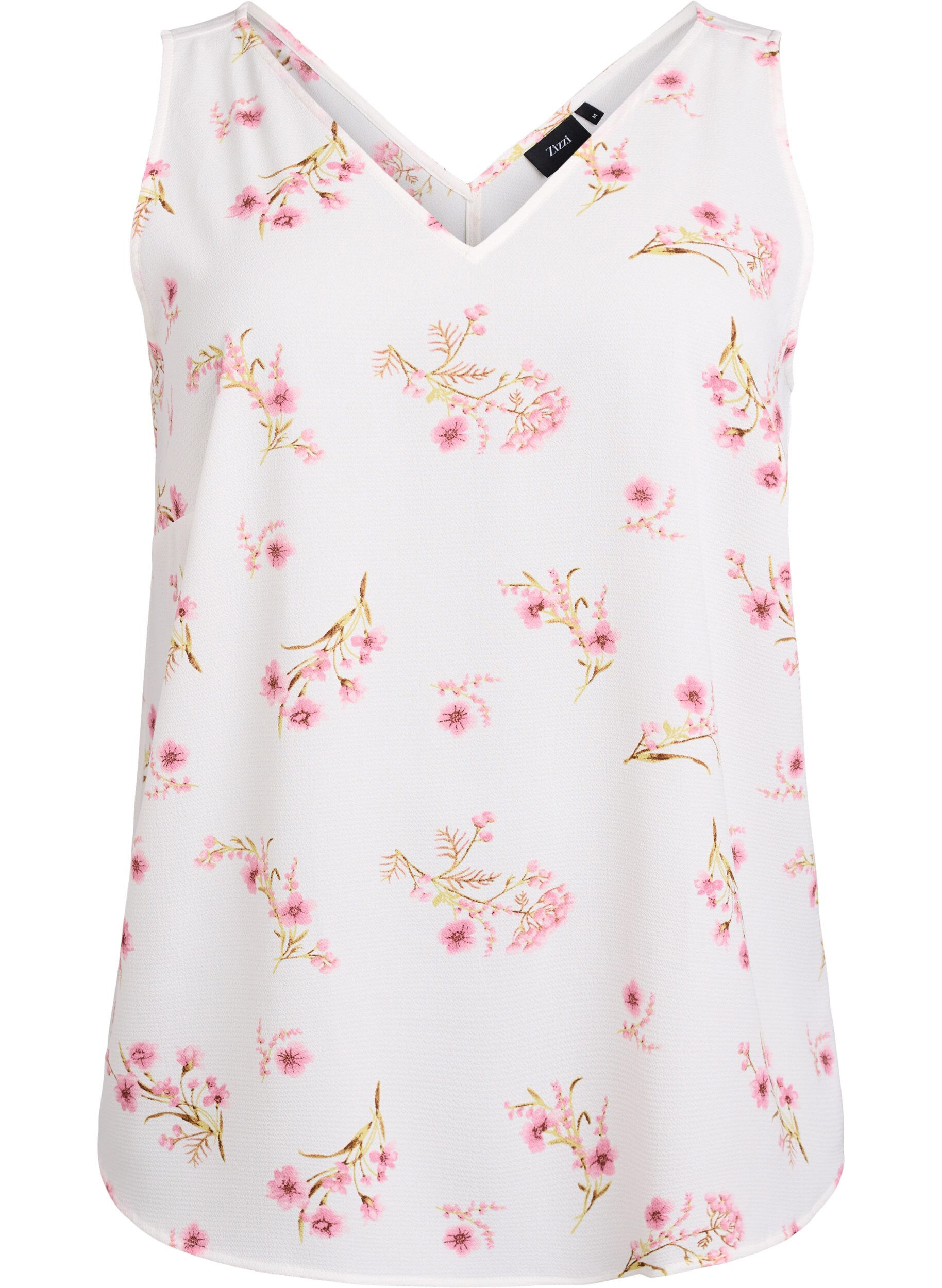 Zizzi M&ouml;nstrad topp med v-ringning, Vit, Packshot image number 0