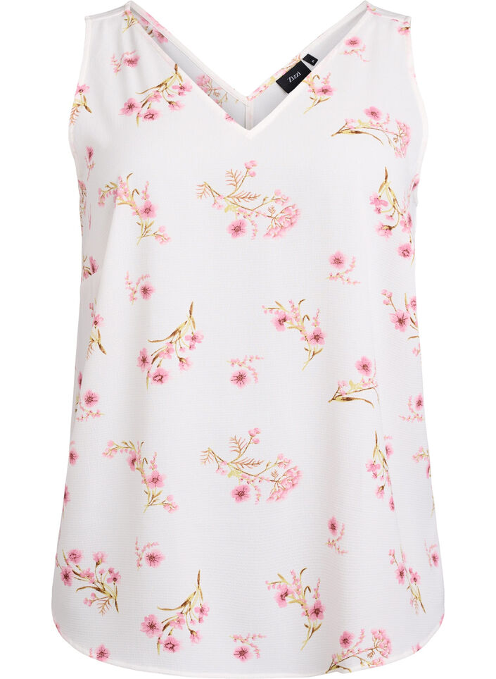 M&ouml;nstrad topp med v-ringning, Vit, Packshot image number 0