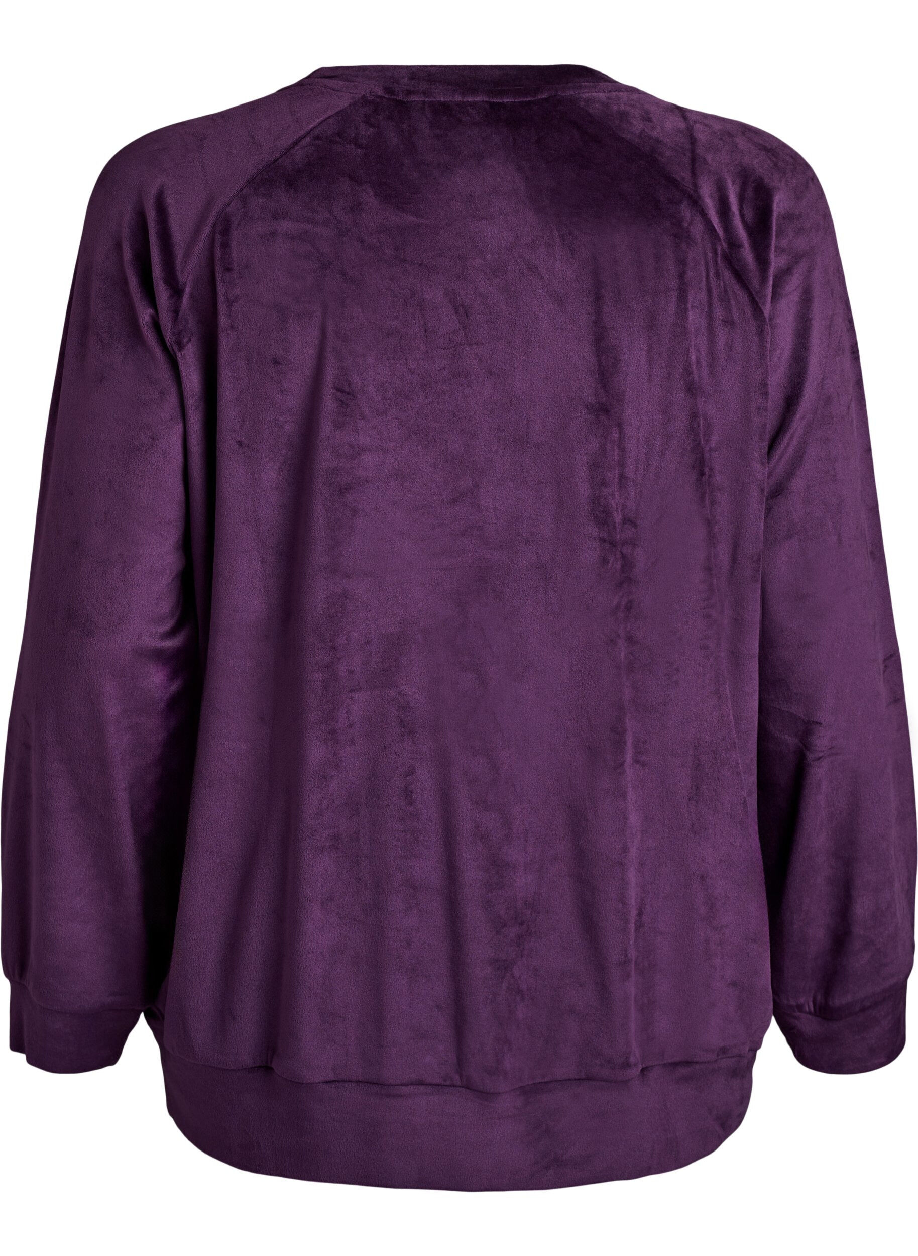 Zizzi Blus i velour med raglan&auml;rmar, Lila, Packshot image number 1