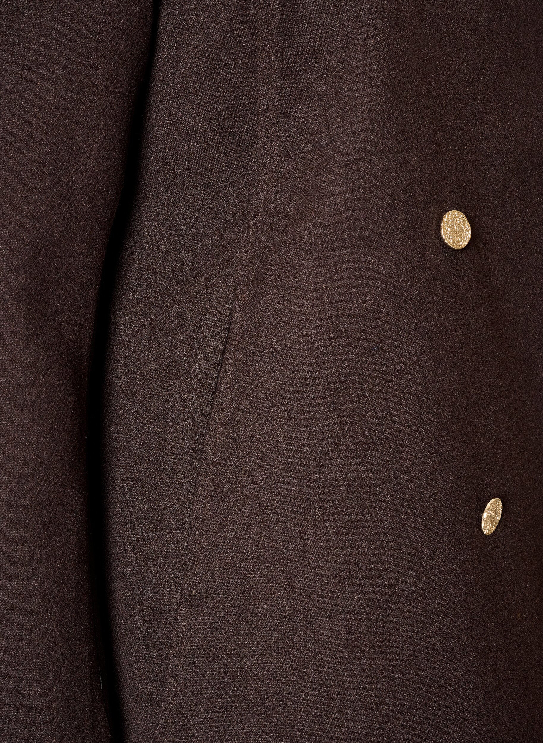 ZizziA-linjeformad kappa med guldknappar, Brun, Packshot image number 3