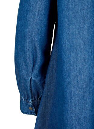 Långärmad jeansklänning, Blue denim, Packshot image number 3