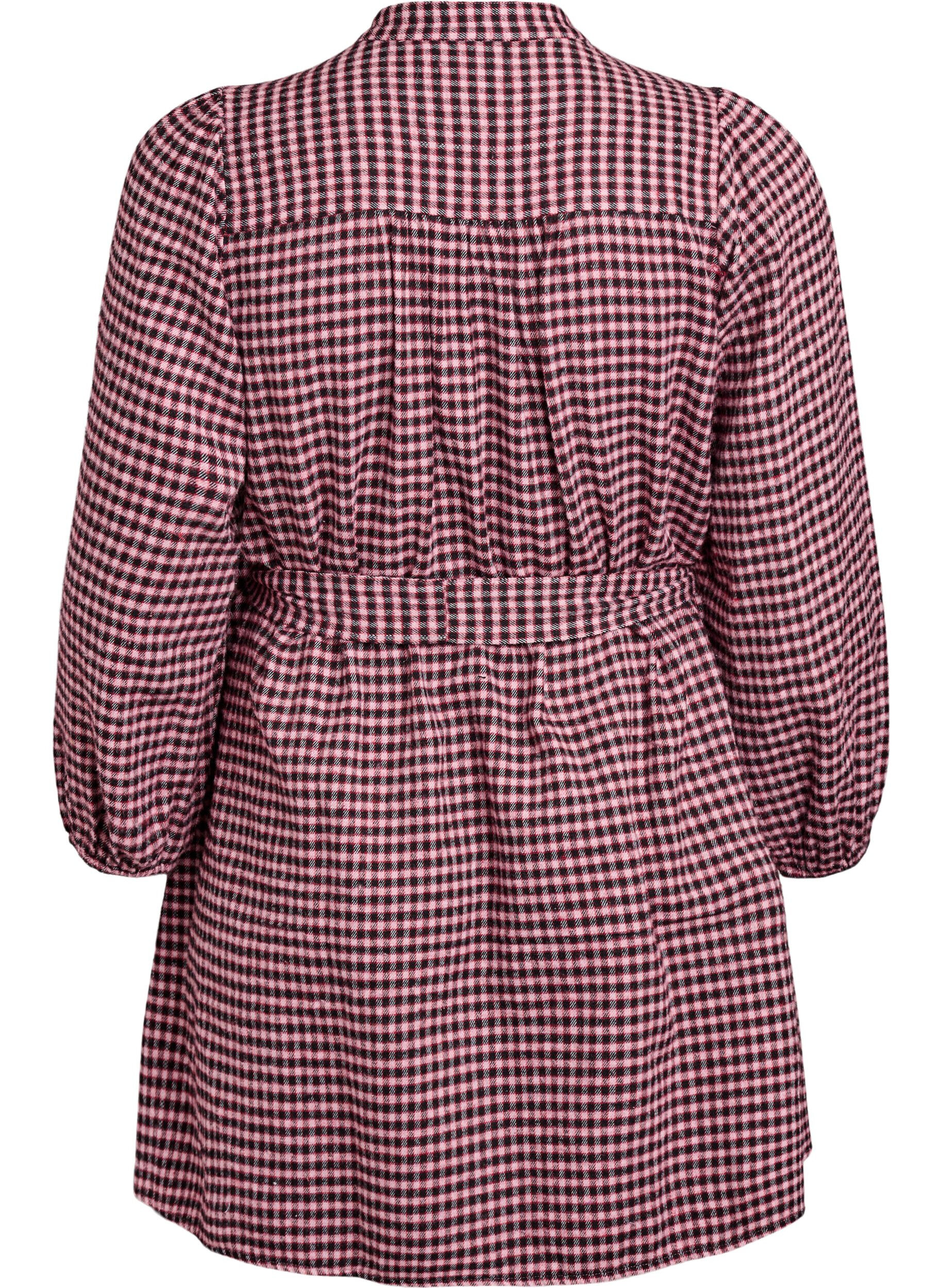 Zizzi Kort rutig kl&auml;nning med knytsk&auml;rp, R&ouml;d, Packshot image number 1