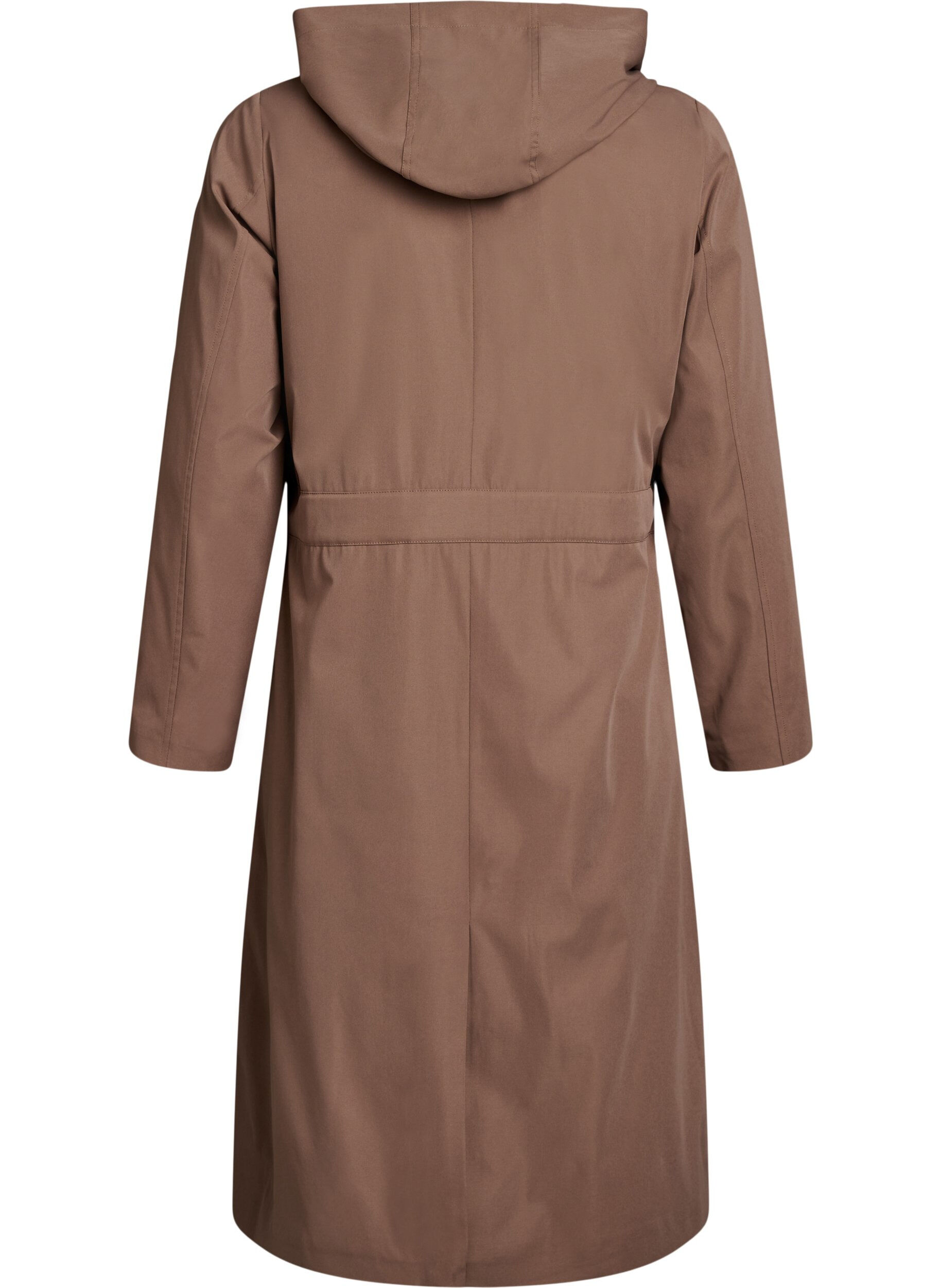 Zizzi Trenchcoat med huva och knytsk&auml;rp, Brun, Packshot image number 1