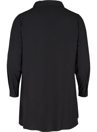 Långärmad tunika med spetsdetaljer, Black, Packshot image number 1