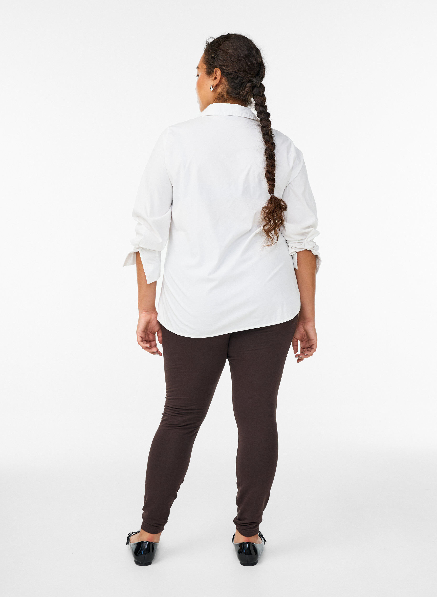 Zizzi Leggings i bomull med foder, Brun, Model image number 2