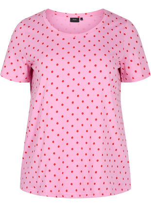 Prickig t-shirt i bomull, Prism Pink W. Dot, Packshot image number 0