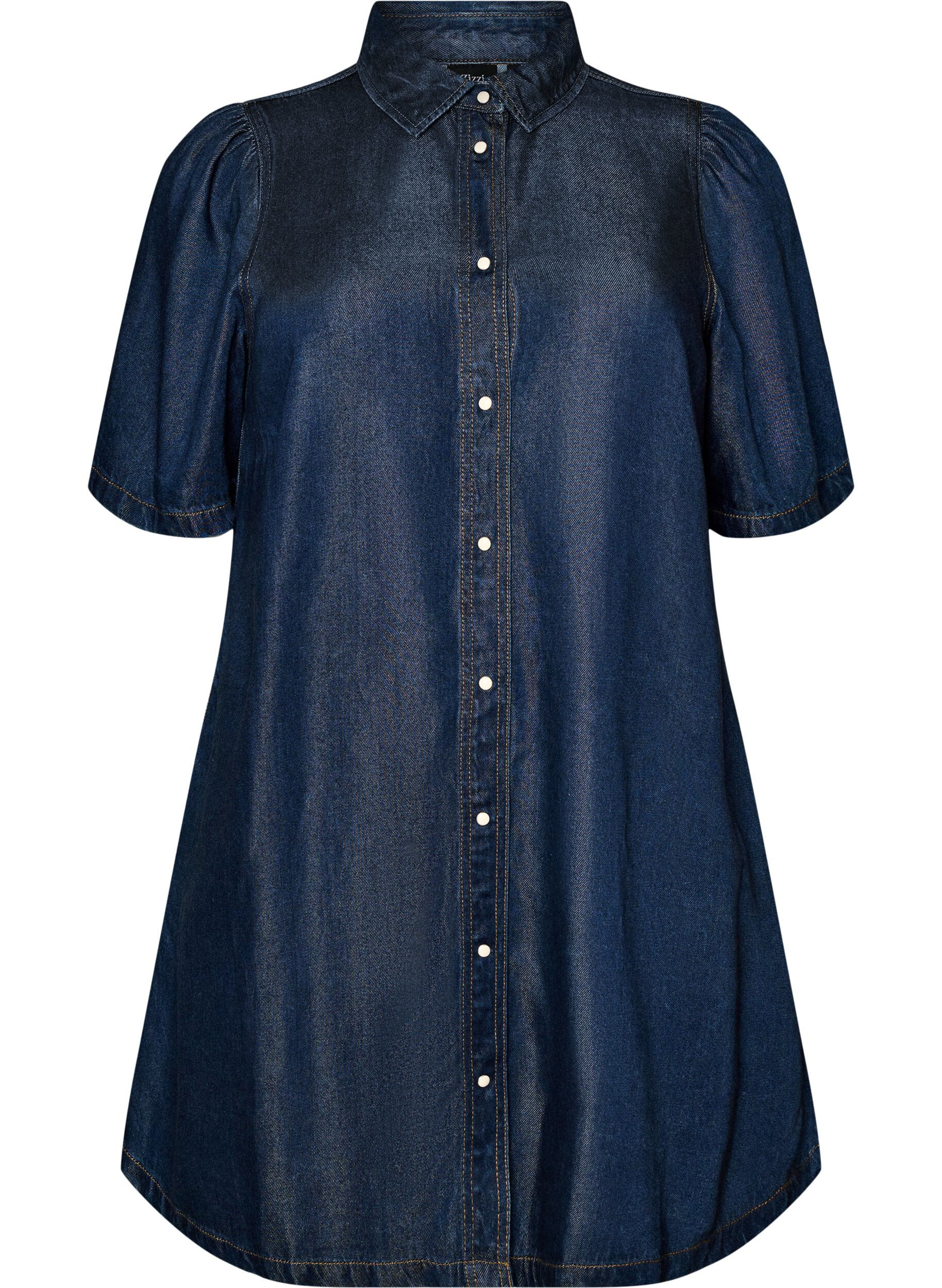 ZizziJeanskl&auml;nning i lyocell med knappar och korta &auml;rmar, Bl&aring;, Packshot image number 0