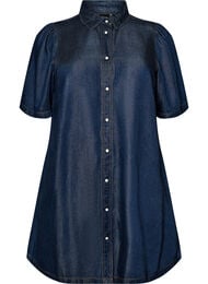 Jeanskl&auml;nning i lyocell med knappar och korta &auml;rmar, Bl&aring;