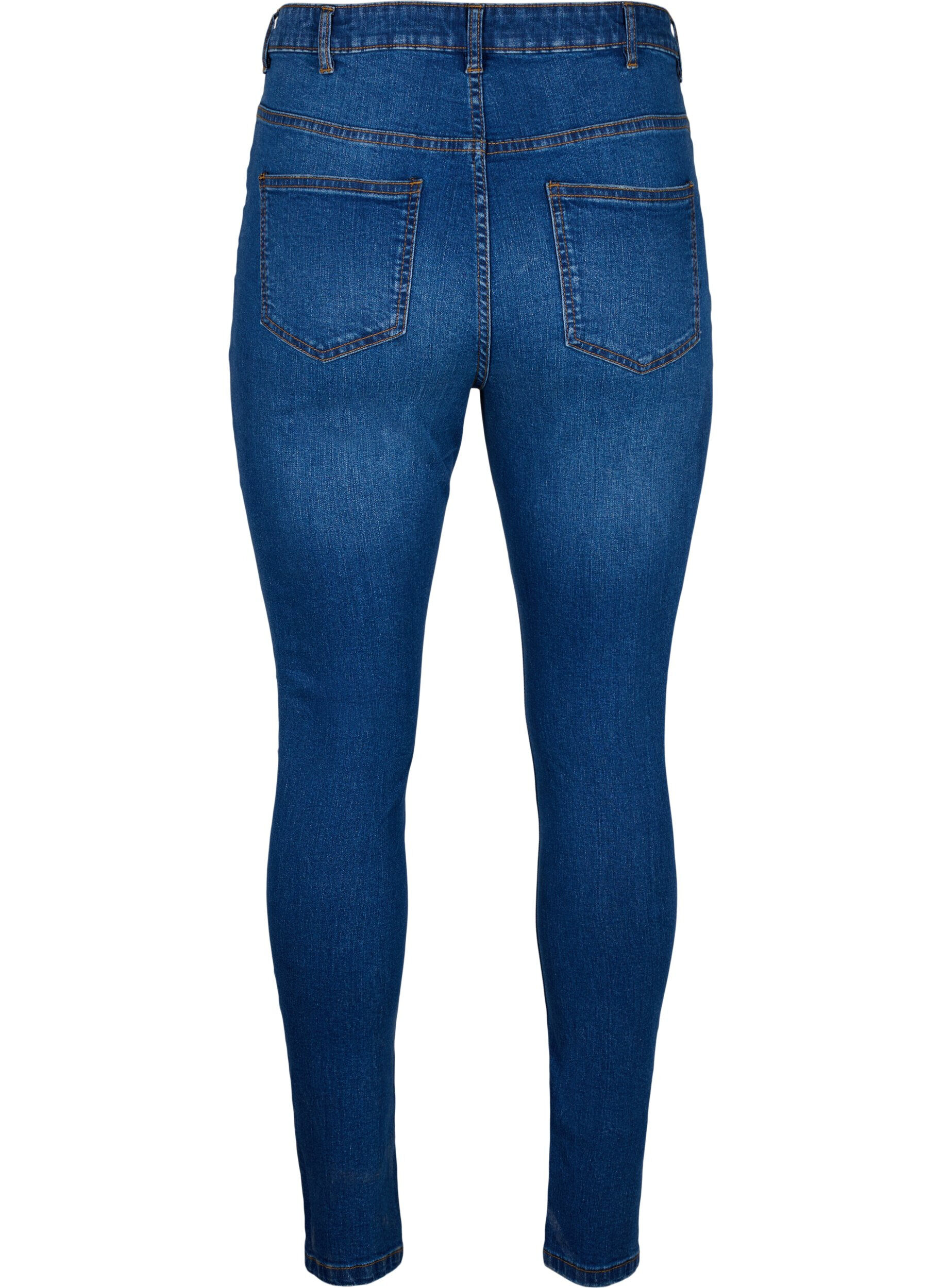 Zizzi Slim fit-jeans med n&ouml;tta detaljer, Blue Denim, Packshot image number 1