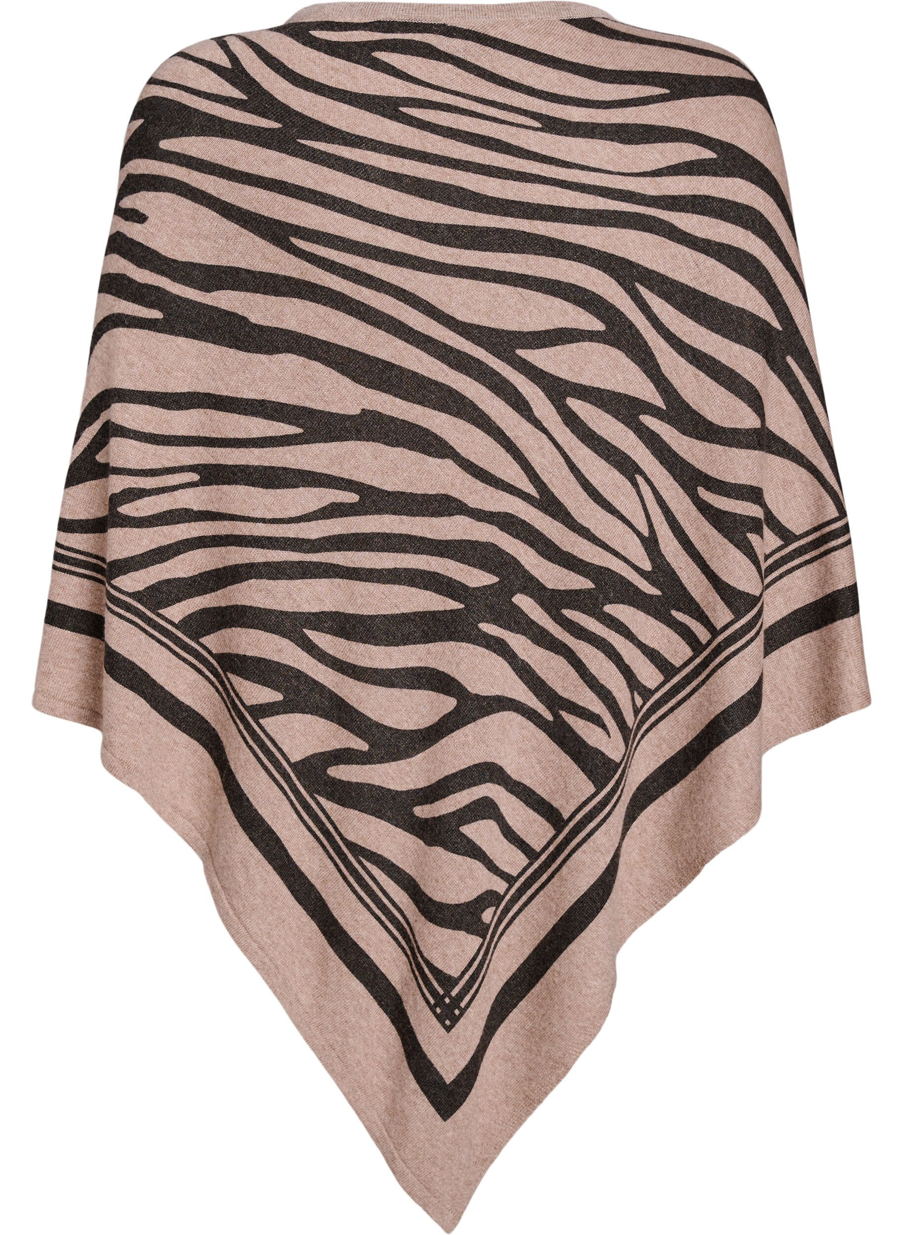 Zizzi Fin stickad poncho, Svart, Packshot image number 1