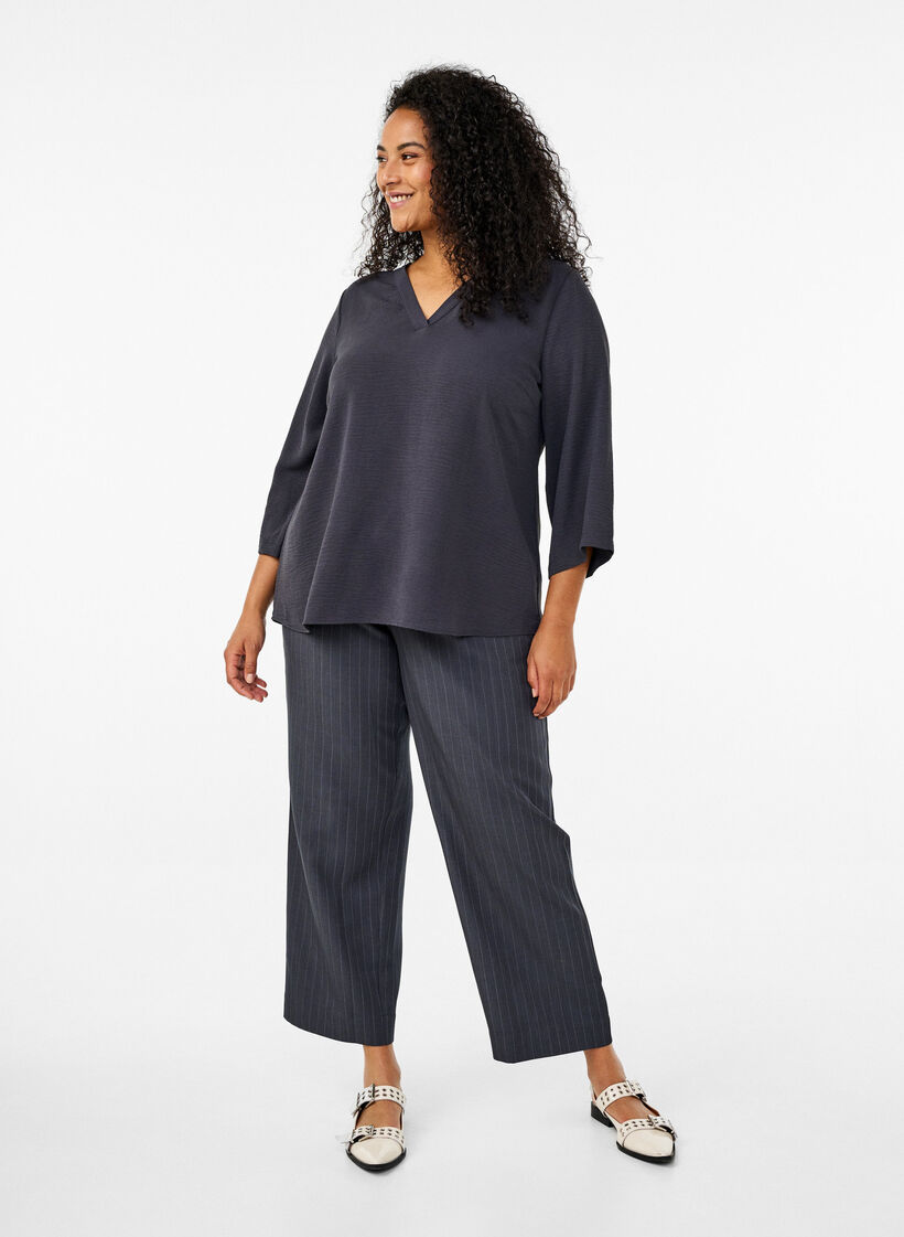 FLASH - Blus med 3/4-ärm, Grå, Model image number 1