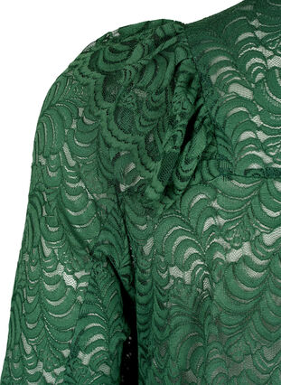 Skjortklänning med spets och volanger, Hunter Green, Packshot image number 3