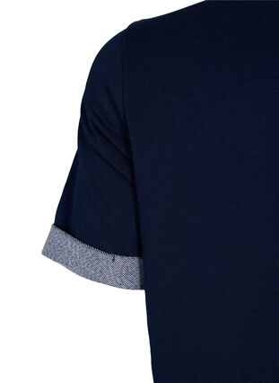 Sweatshirtklänning med korta ärmar och slits, Navy Blazer, Packshot image number 3