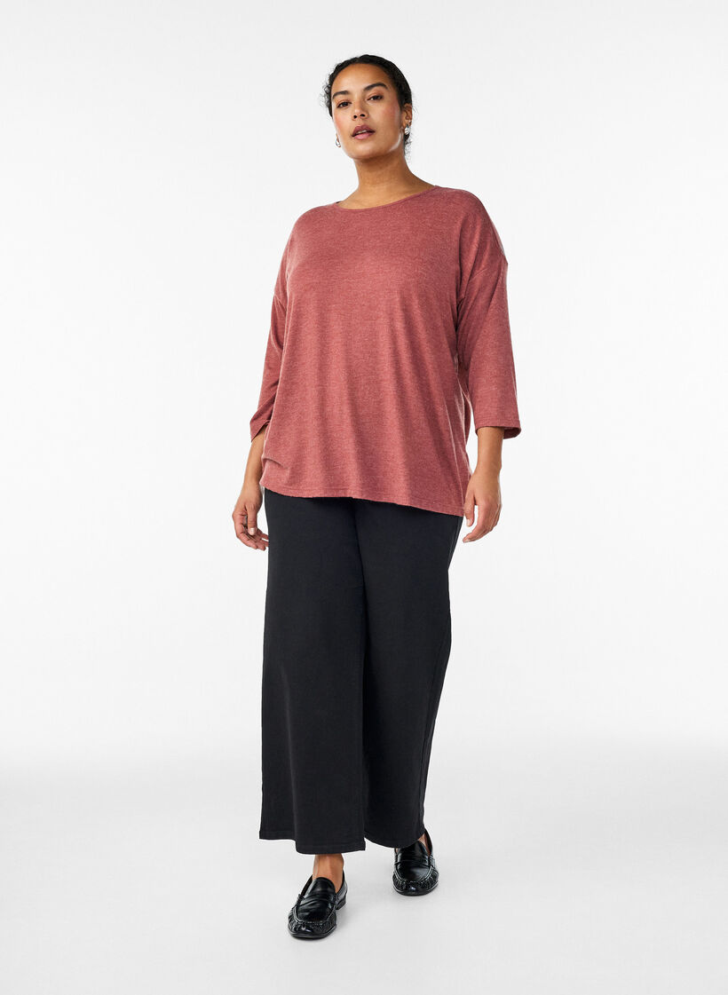 Jerseyblus med 3/4-&auml;rm, R&ouml;d, Model image number 1