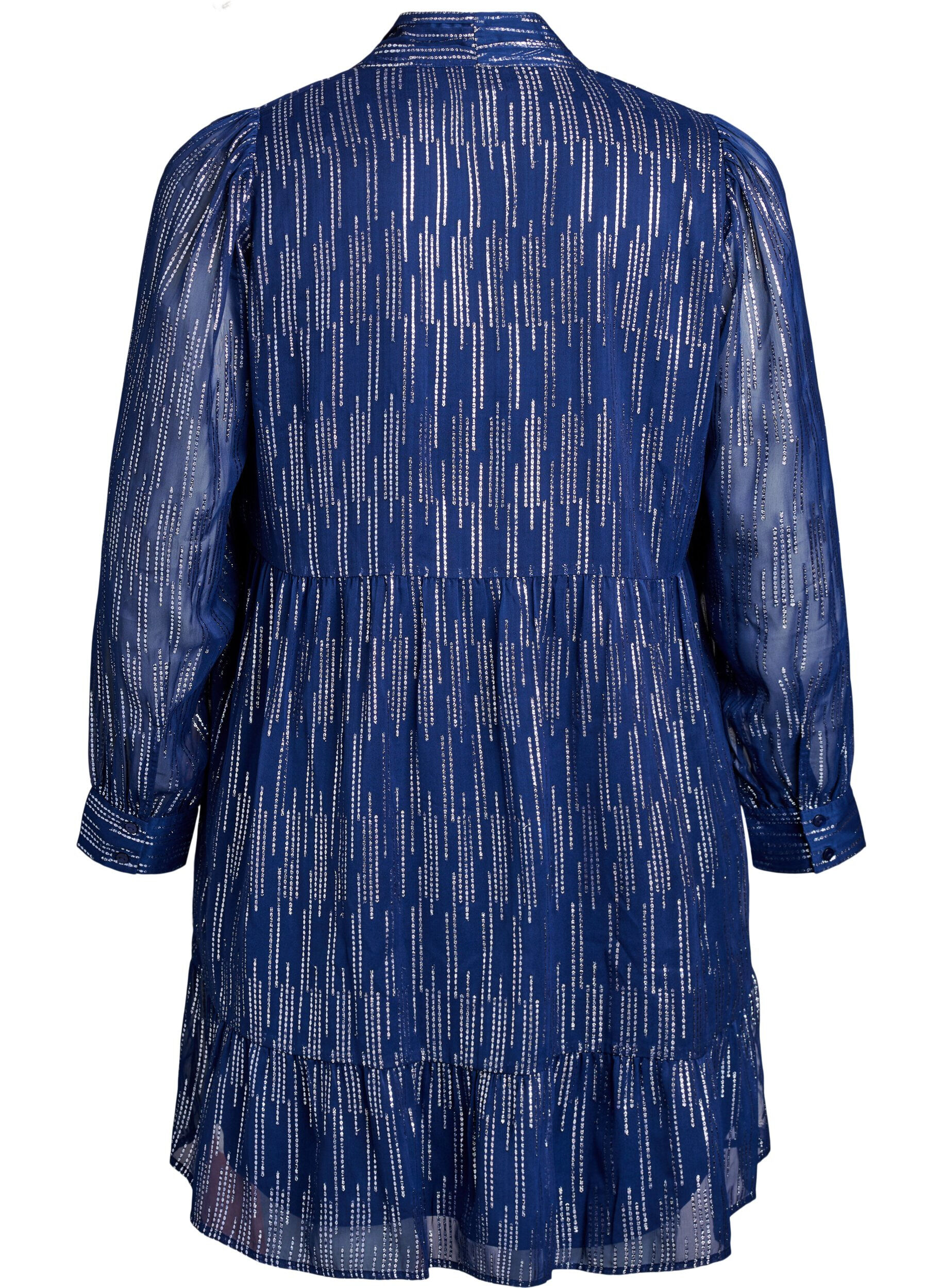 Zizzi Kort festkl&auml;nning med glitterm&ouml;nster, Bl&aring;, Packshot image number 1