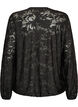 Skir blus med blommig textur och l&aring;nga &auml;rmar, Svart, Packshot image number 1