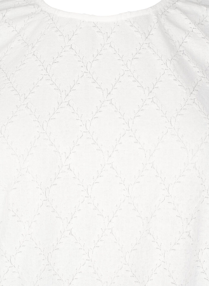 Kortärmad blus med strukturerat mönster, Bright White, Packshot image number 2