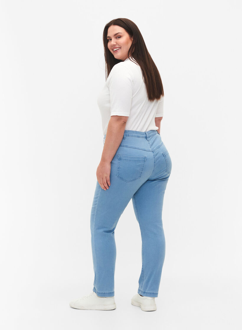 Slim fit Emily jeans med normalhög midja, Blå, Model image number 1