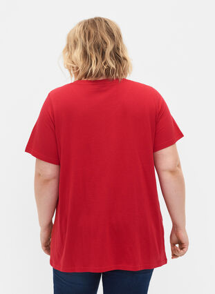 A-linjeskuren t-shirt med korta ärmar, Lipstick Red, Model image number 1