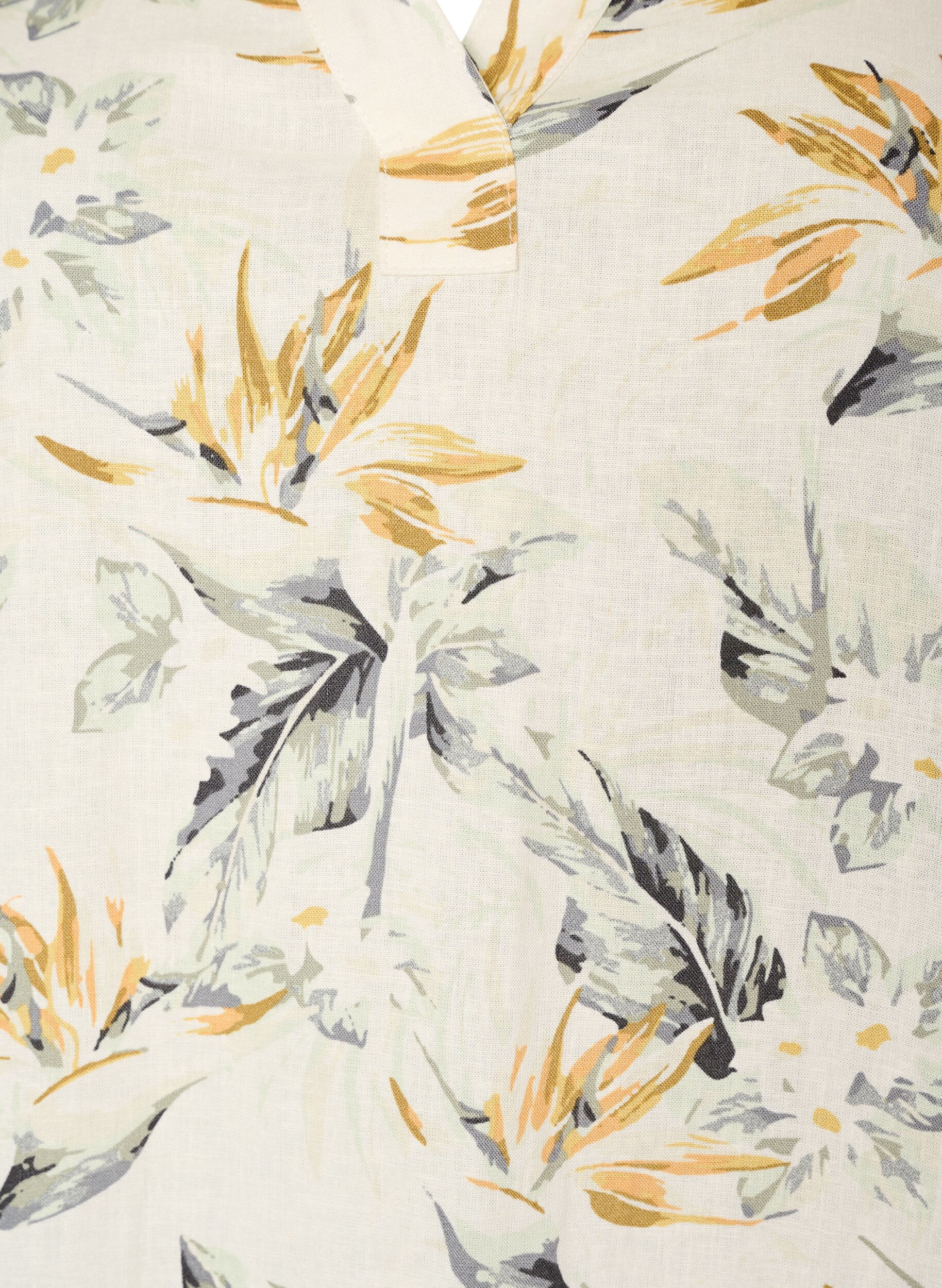 Zizzi Midikl&auml;nning i linne och viskos med halvl&aring;nga &auml;rmar, 9990, Packshot image number 2