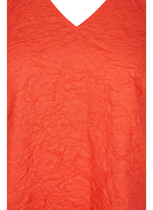 Strukturerad klänning med korta puffärmar, Mandarin Red, Packshot image number 2