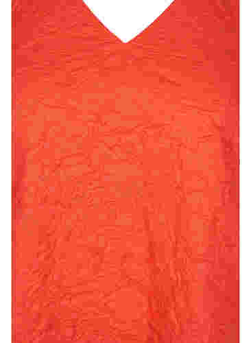 Strukturerad klänning med korta puffärmar, Mandarin Red, Packshot image number 2