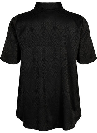 Lång skjorta med strukturmönster, Black, Packshot image number 1