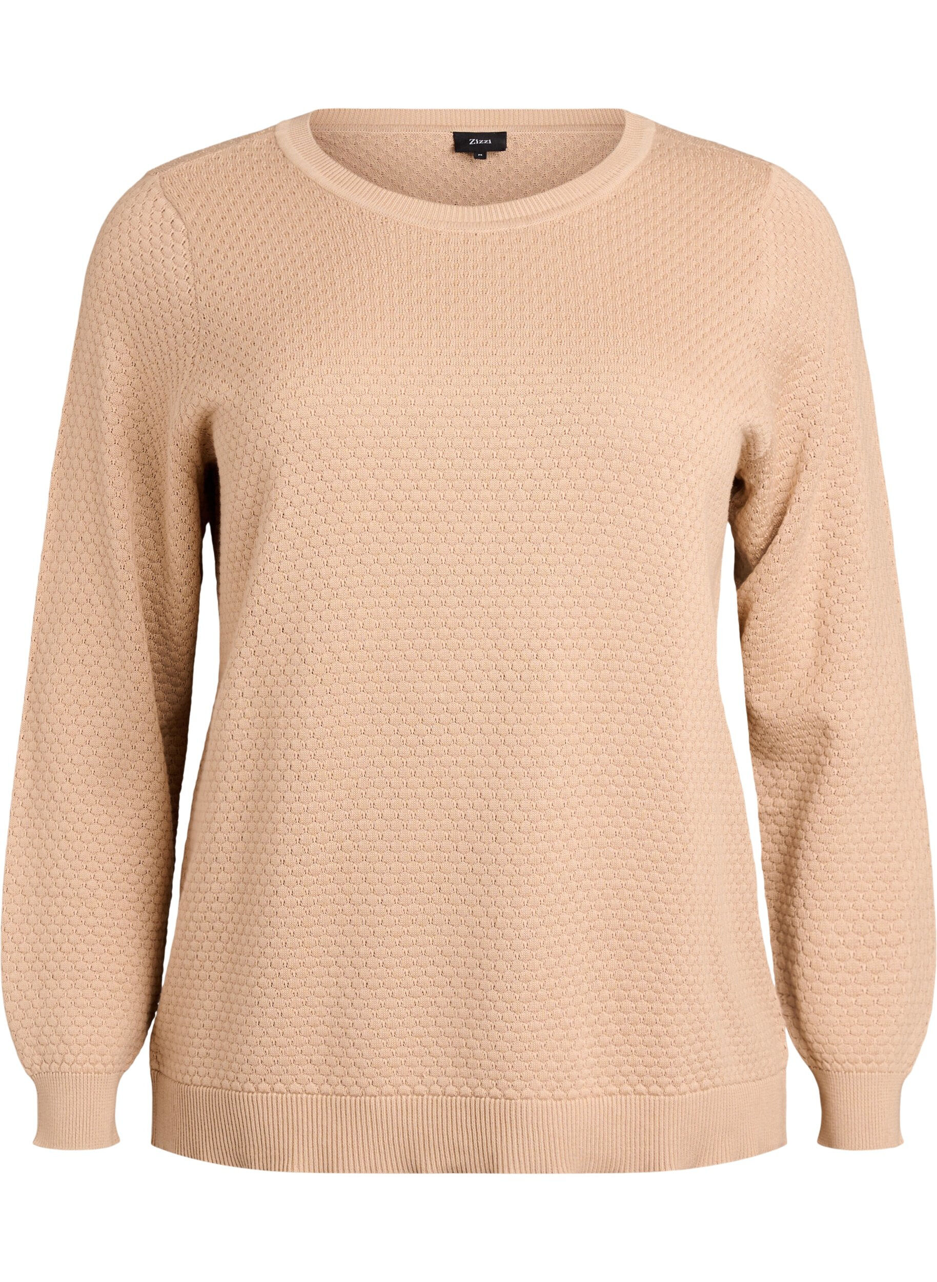 Stickad blus i bomull med strukturm&ouml;nster