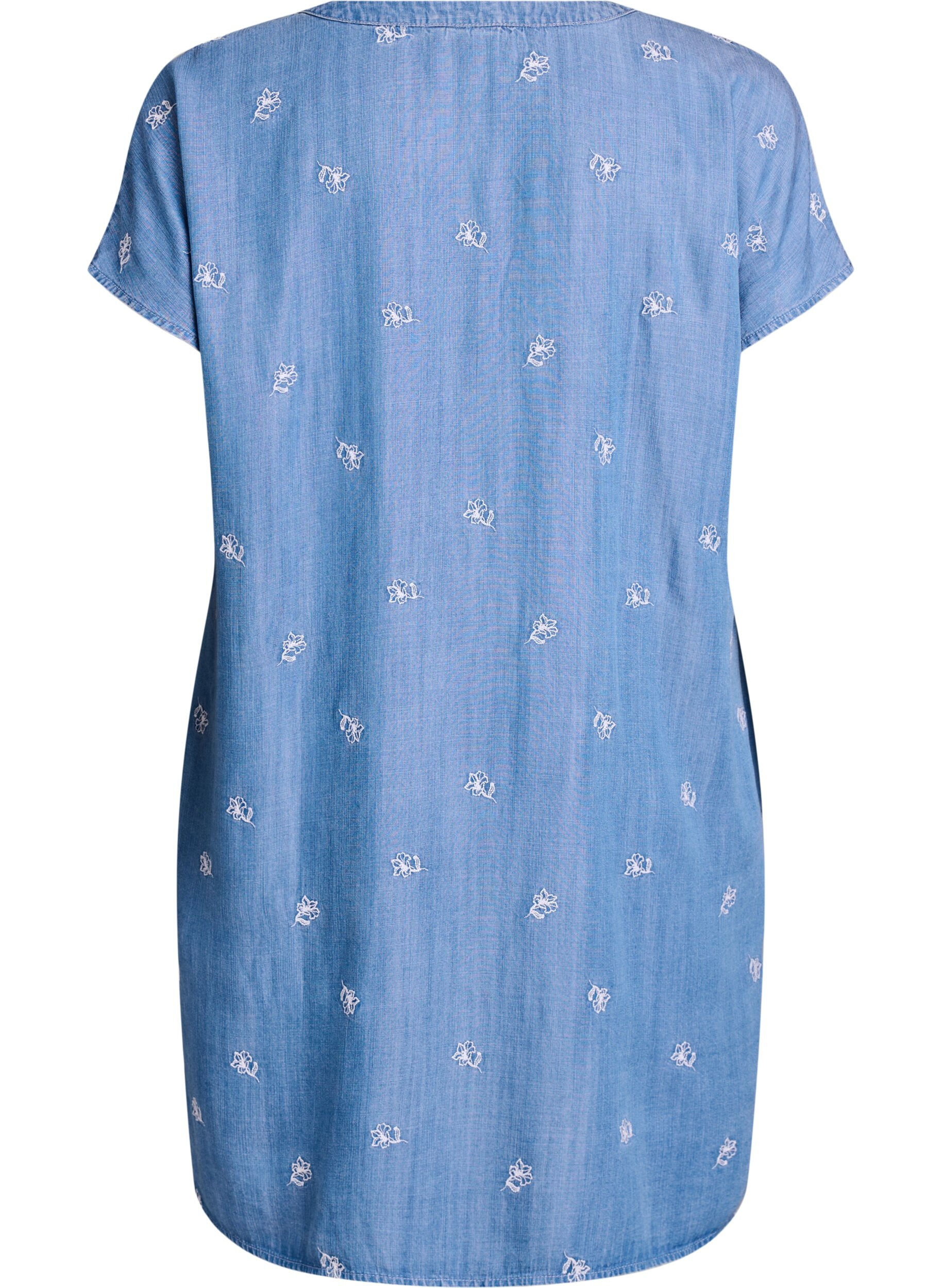 ZizziKl&auml;nning i lyocell med denimlook och broderade blommor, Bl&aring;, Packshot image number 1